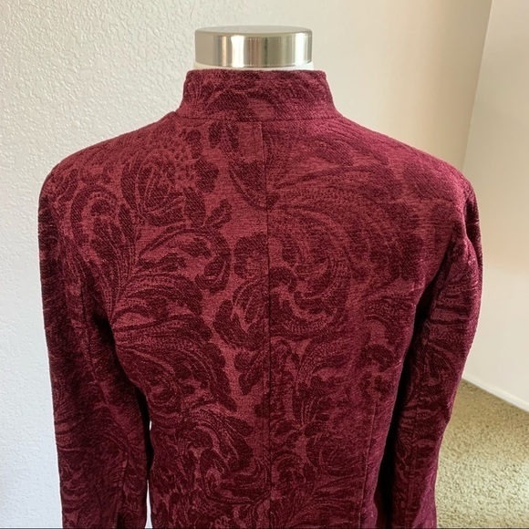 Cold Water Creek Jacquard Burgandy Blazer Sz Sm. - Picture 6 of 11